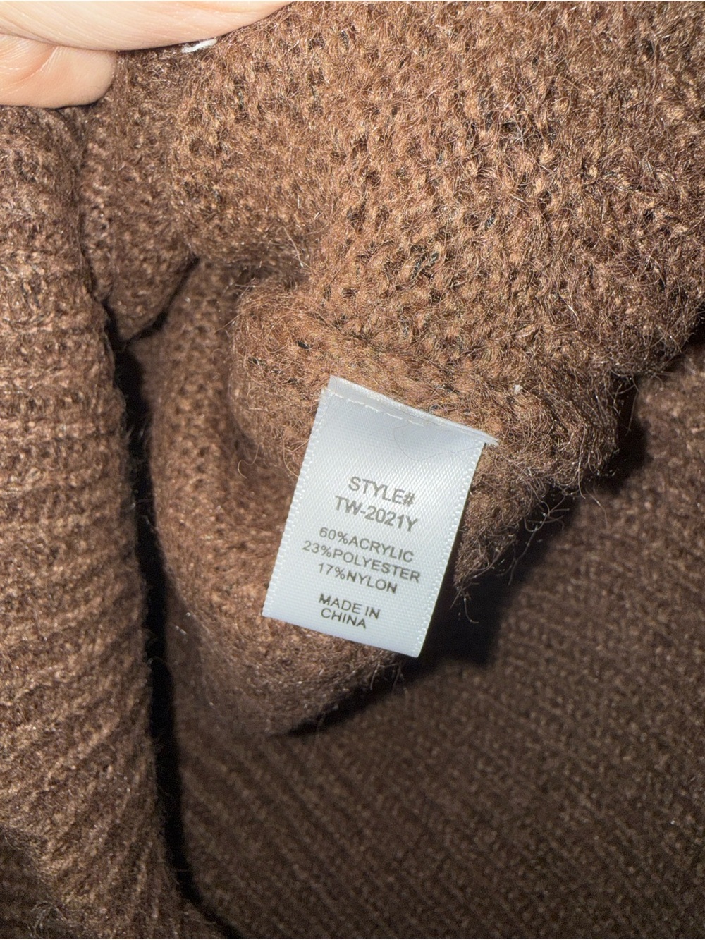 Zenana Brown Mock Neck Balloon Sleeve Cozy Knit Sweater - Cozy Fall Staple - Picture 3 of 5